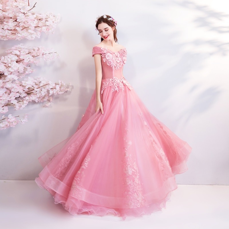 Appliques Prom Dresses Ball Gown