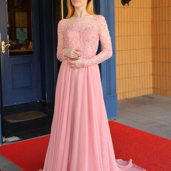 Long Sleeves Evening Dresses Prom Gowns