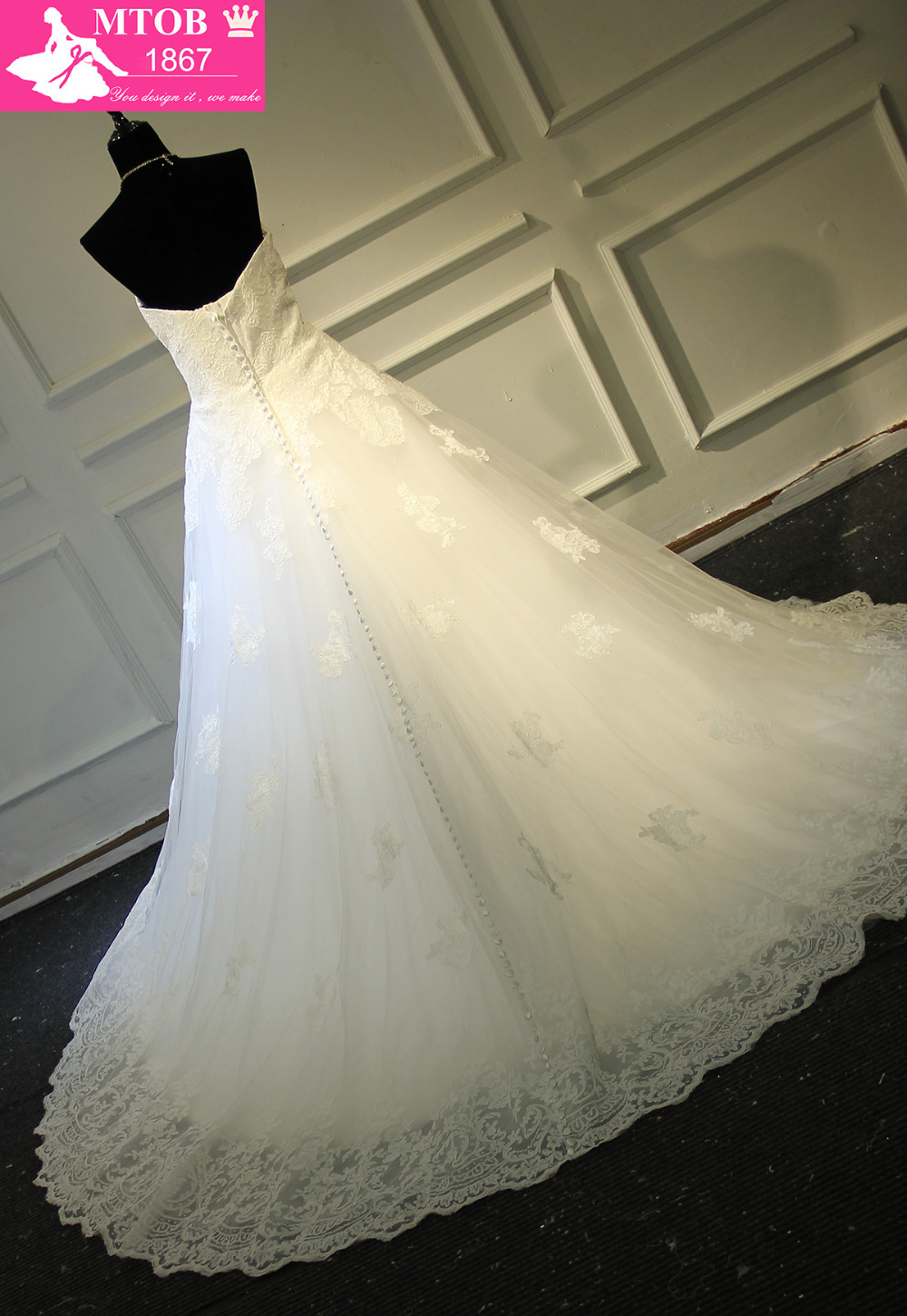 Click to enlarge Strapless Lace Vintage Wedding Dress Bridal Gowns