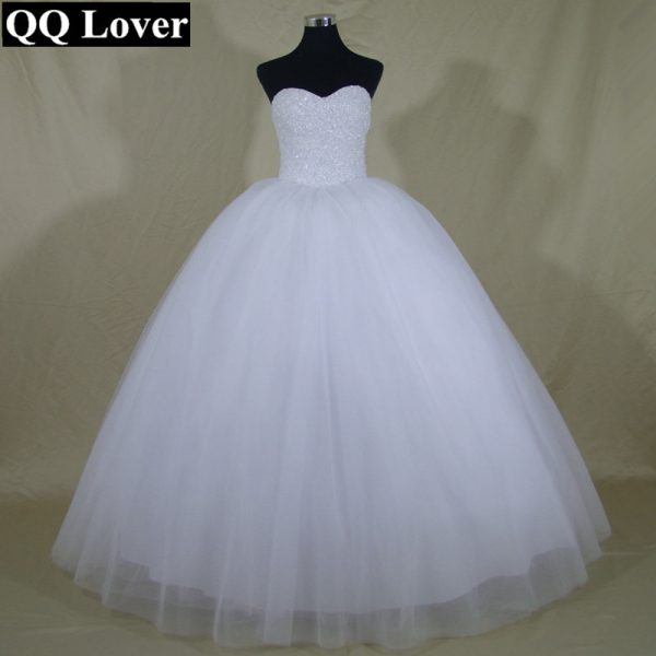 Luxury Crystals White Ball Gown Wedding Dress